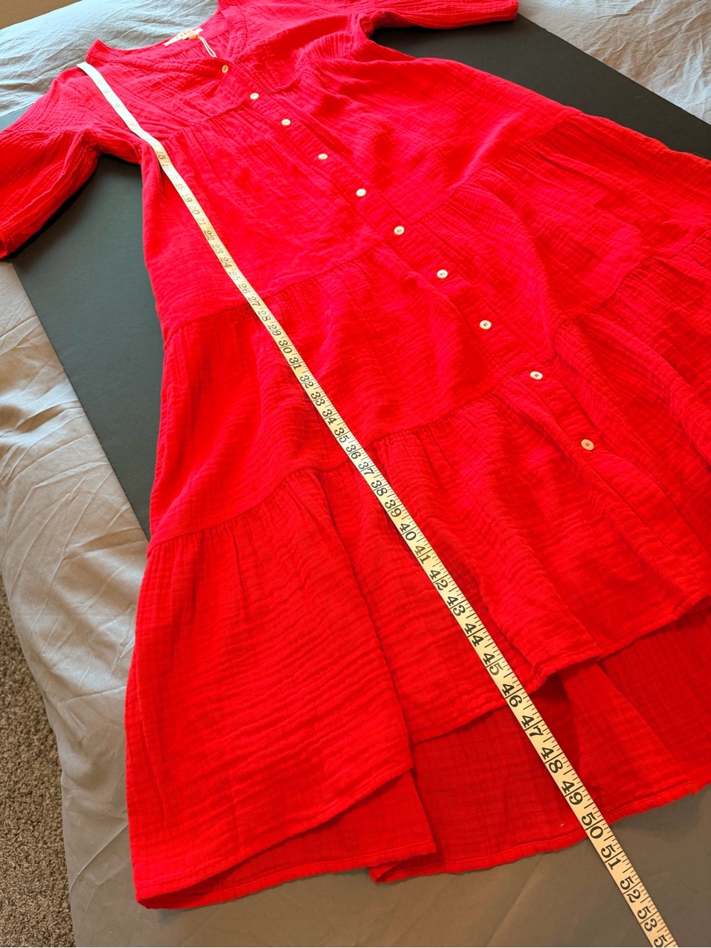 Xirena Kendall Cotton tiered midi dress, Red Hot, size M, NWT, buttondown - Picture 4 of 14